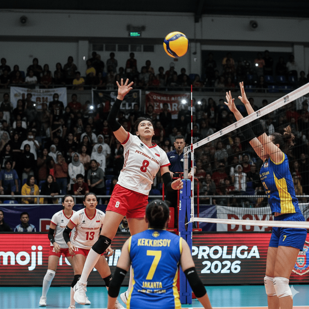Update Jadwal Proliga 2026 seri Malang! Duel Jakarta Lavani vs Bhayangkara & aksi Megawati Hangestri kejar top skor. Live Moji TV