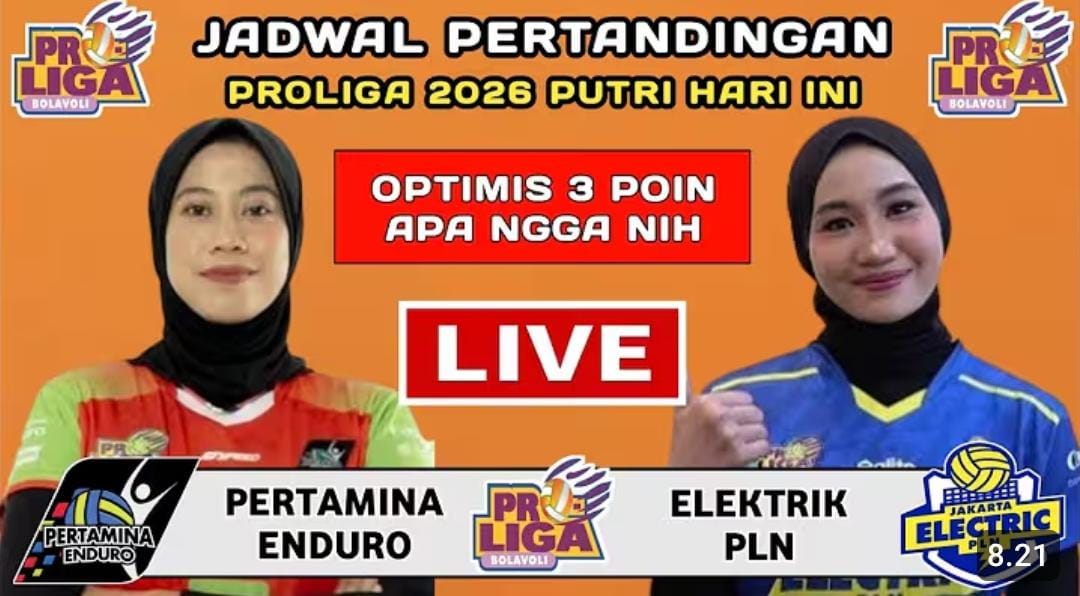 Jadwal Proliga 2026 putri menghadirkan duel Jakarta Pertamina Enduro vs Jakarta Elektrik PLN, lengkap head to head, top skor, dan klasemen terbaru.