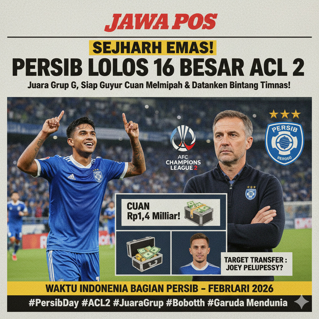 Persib Bandung Lolos 16 Besar ACL 2 sebagai juara grup! Raup bonus 11 miliar, Maung Bandung siap datangkan Joey Pelupessy? Simak ulasan.