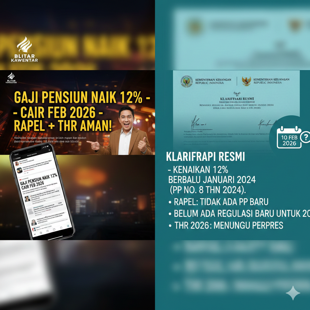 Isu kenaikan gaji pensiunan 12 persen 2026 viral. Simak klarifikasi resmi pemerintah soal gaji, rapel, dan THR pensiunan.