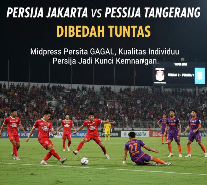 Persija Jakarta vs Persita Tangerang dibedah tuntas. Midpress Persita gagal, kualitas individu Persija jadi kunci kemenangan.