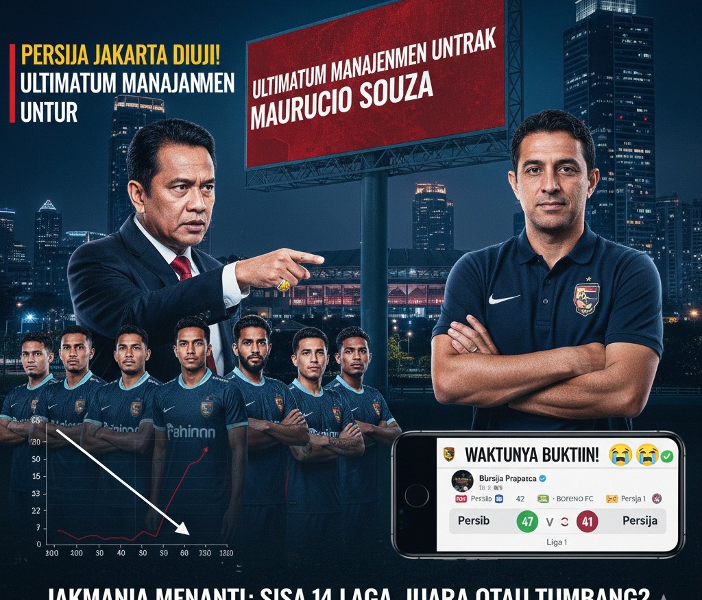 Persija tertinggal 6 poin dari Persib! Direktur Persija ultimatum Mauricio Souza usai borong 7 pemain baru. Simak fakta lengkapnya di sini!