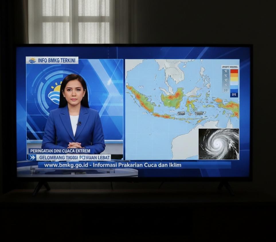 BMKG keluarkan peringatan dini cuaca ekstrem 9-10 Februari 2026, puluhan wilayah berpotensi hujan lebat, banjir, dan longsor.