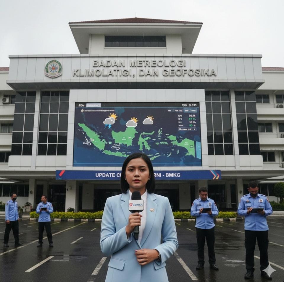 BMKG keluarkan peringatan dini cuaca ekstrem 9-10 Februari 2026, puluhan wilayah berpotensi hujan lebat, banjir, longsor, dan gempa bumi.