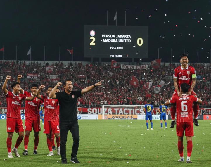 Improvisasi Mauricio Souza sukses. Persija Jakarta kalahkan Madura United 2-0, Jordi Amat jadi kunci di posisi nomor 6.