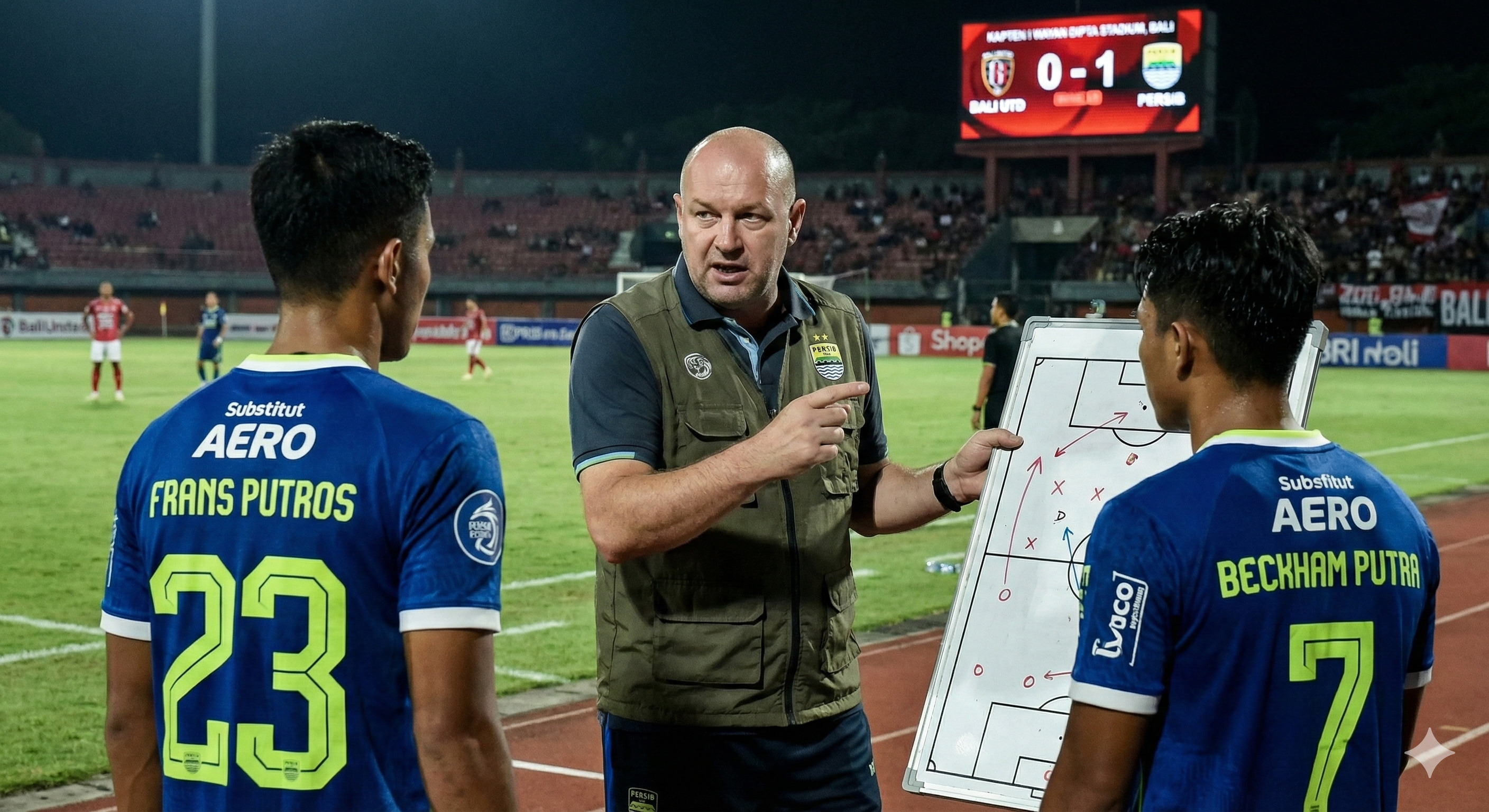 Bedah taktik Persib kalahkan Bali United 1-0. Pergantian pemain jitu Bojan Hodak dan peran underlap Frans Putros jadi kunci gol kemenangan.