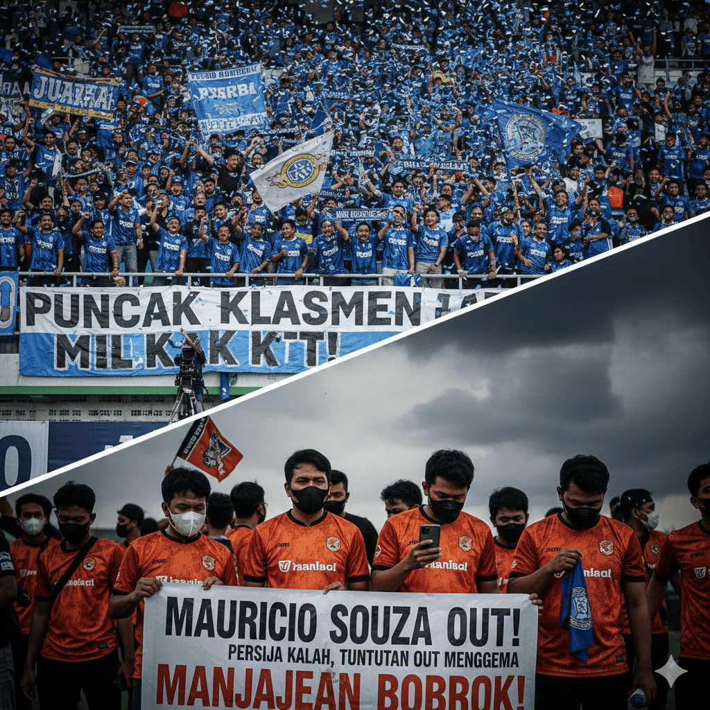 Persib Bandung Puncak Klasemen makin tak tergoyahkan usai tekuk Malut United, sementara manajemen Persija Jakarta diguncang isu intervensi politik.