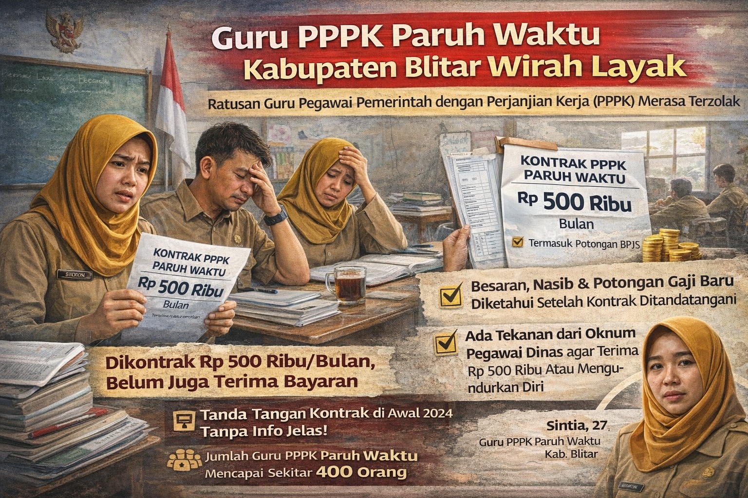 Nasib Guru PPPK Paruh Waktu?  Sejak Januari Belum Terima Gaji Honor Rp 500 Ribu Dipotong BPJS