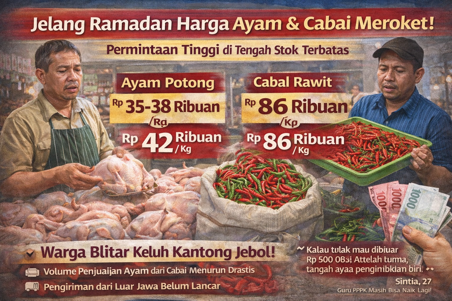 Permintaan Naik, Ayam Potong-Cabai Meroket Diduga Dampak Jelang Masuknya Ramadan