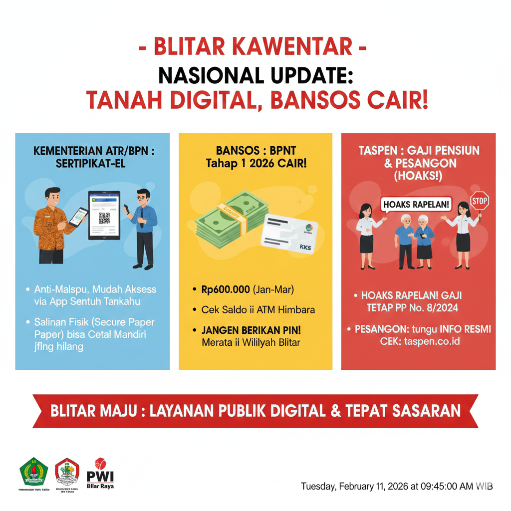 Kenali 3 fitur keamanan sertipikat tanah elektronik mulai dari sinar UV hingga QR Code. Cek juga update BPNT Tahap 1 cair Rp600 ribu hari ini di Blitar.
