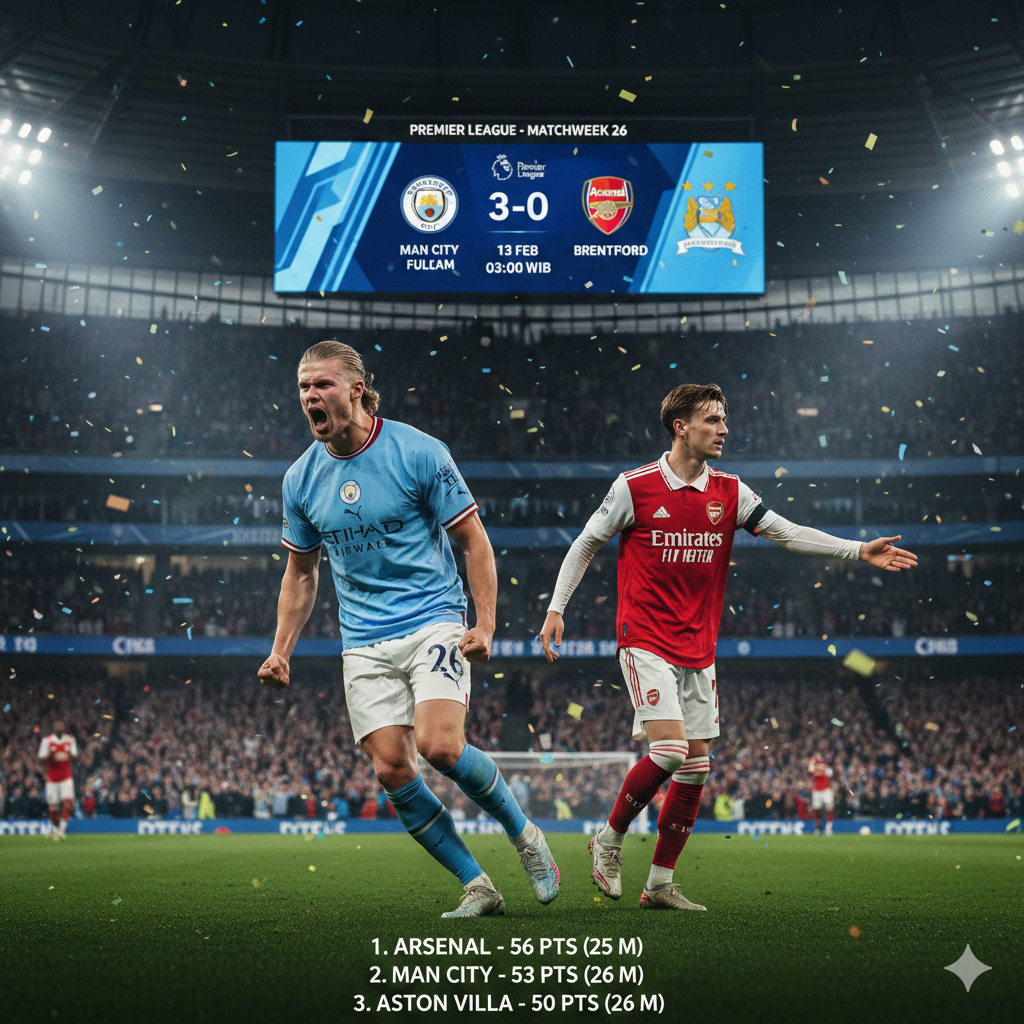 Hasil Liga Inggris Pekan ke-26: Arsenal Masih di Puncak, Erling Haaland Tak Terbendung, Man City Tempel Ketat!