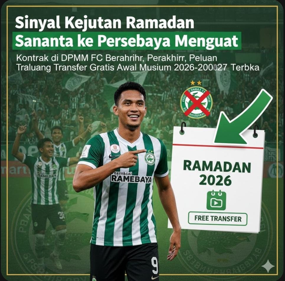 Sinyal kejutan Ramadan Sananta ke Persebaya menguat. Kontrak di DPMM FC berakhir, peluang transfer gratis awal musim 2026-2027 terbuka.