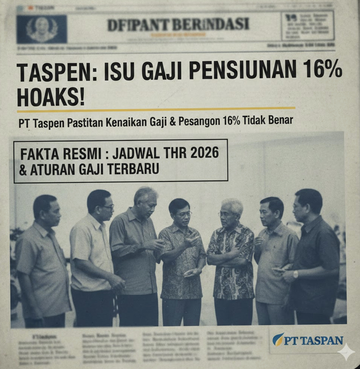 Viral isu kenaikan gaji pensiunan PNS 16% dan pesangon, PT Taspen pastikan hoaks! Simak fakta resmi jadwal THR 2026 dan aturan gaji di sini.