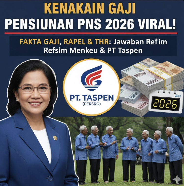 Kenaikan gaji pensiunan PNS 2026 viral! Simak jawaban resmi Menkeu dan PT Taspen soal fakta gaji, rapel, dan pencairan THR di sini.