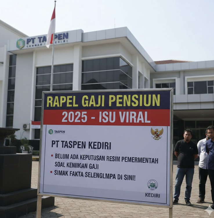 Isu rapel gaji pensiun 2025 viral, PT Taspen Kediri tegaskan belum ada keputusan resmi pemerintah soal kenaikan. Simak fakta selengkapnya di sini!