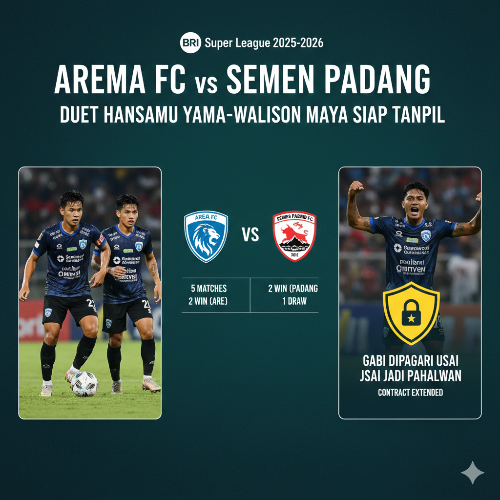Arema FC vs Semen Padang, duet Hansamu Yama&ndash;Walison Maya siap tampil, Gabi dipagari usai jadi pahlawan.