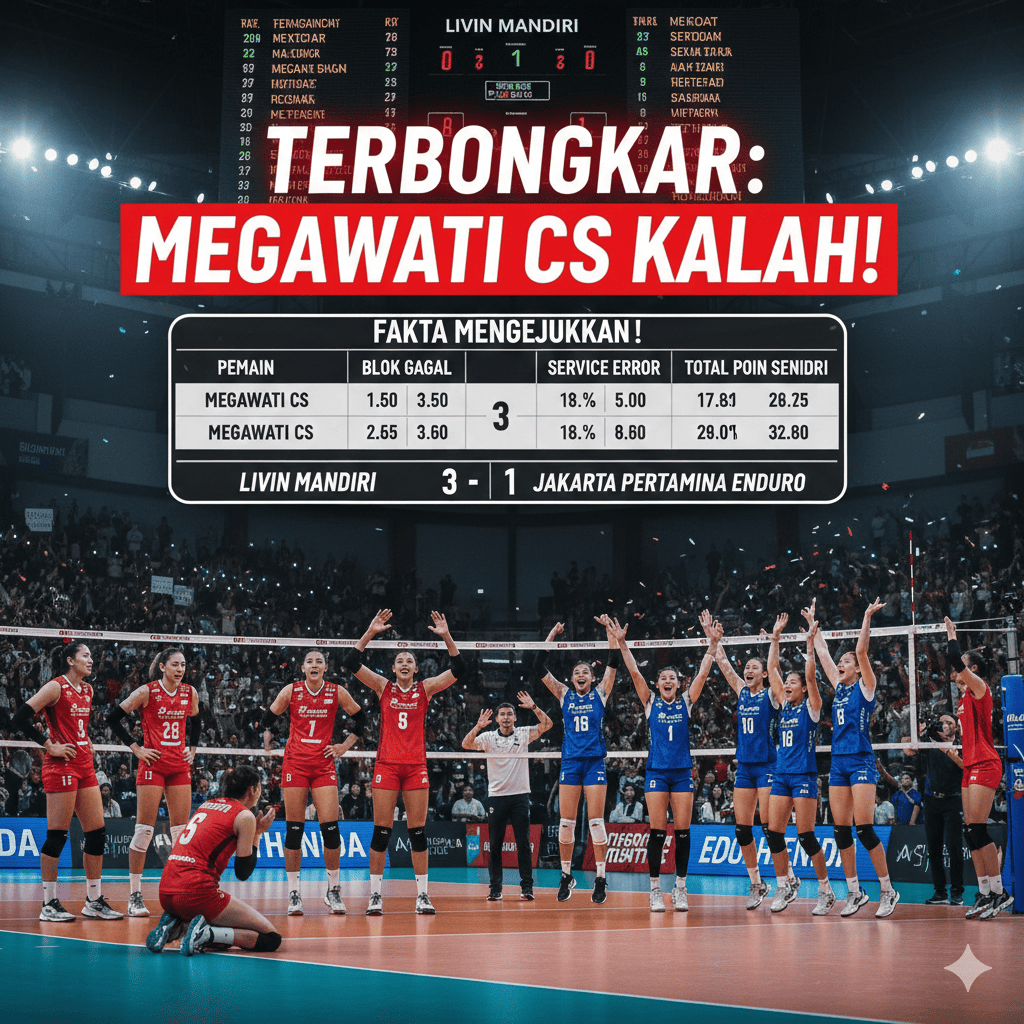 Terbongkar penyebab Megawati Hangestri CS kalah dari Livin Mandiri di Proliga 2026. Statistik dan fakta mengejutkan!