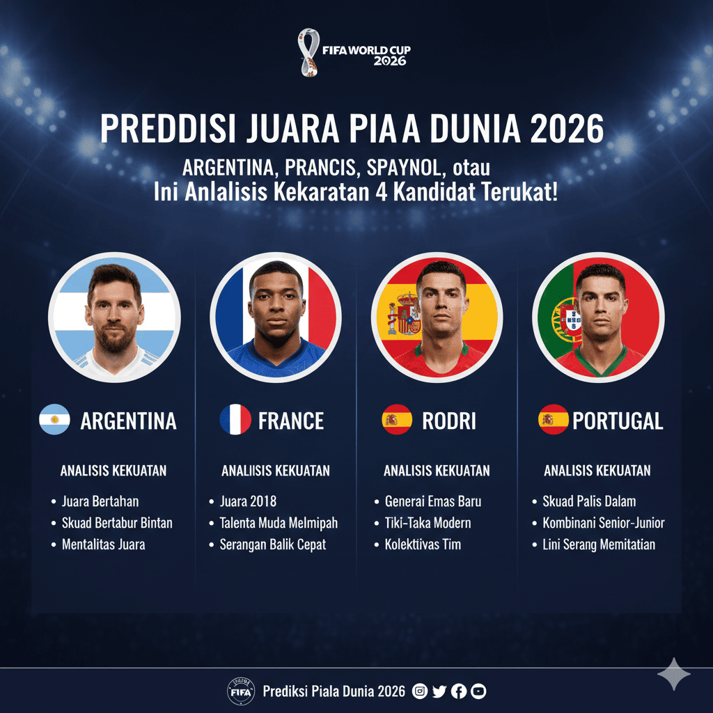 Prediksi Juara Piala Dunia 2026: Argentina, Prancis, Spanyol, atau Portugal? Ini Analisis Kekuatan 4 Kandidat Terkuat!