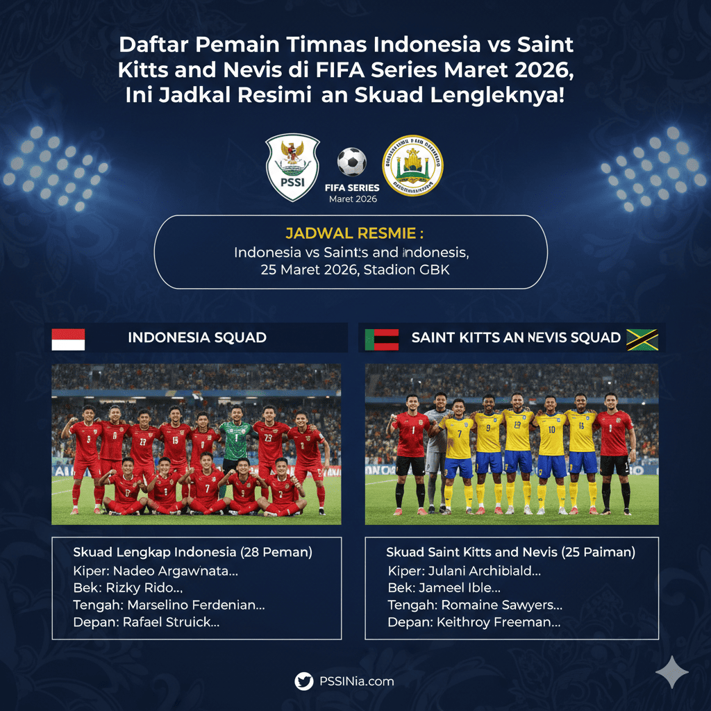 Daftar Pemain Timnas Indonesia vs Saint Kitts and Nevis di FIFA Series Maret 2026, Ini Jadwal Resmi dan Skuad Lengkapnya!
