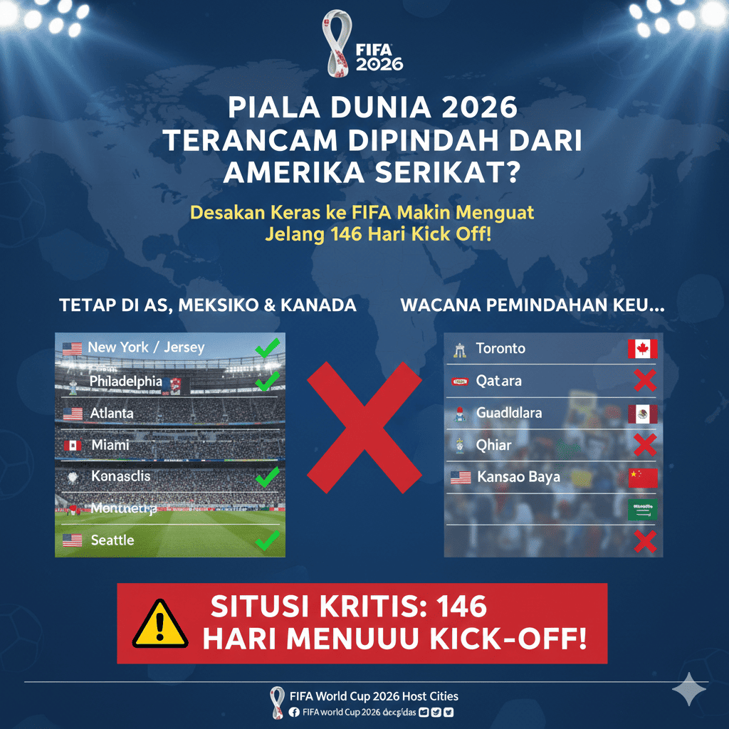 Piala Dunia 2026 Terancam Dipindah dari Amerika Serikat? Desakan Keras ke FIFA Makin Menguat Jelang 146 Hari Kick Off!