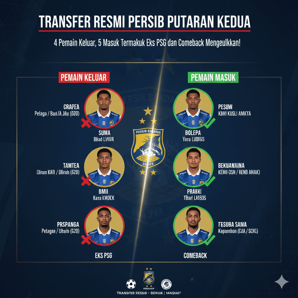 Transfer Resmi Persib Putaran Kedua: 4 Pemain Keluar, 5 Masuk Termasuk Eks PSG dan Comeback Mengejutkan!