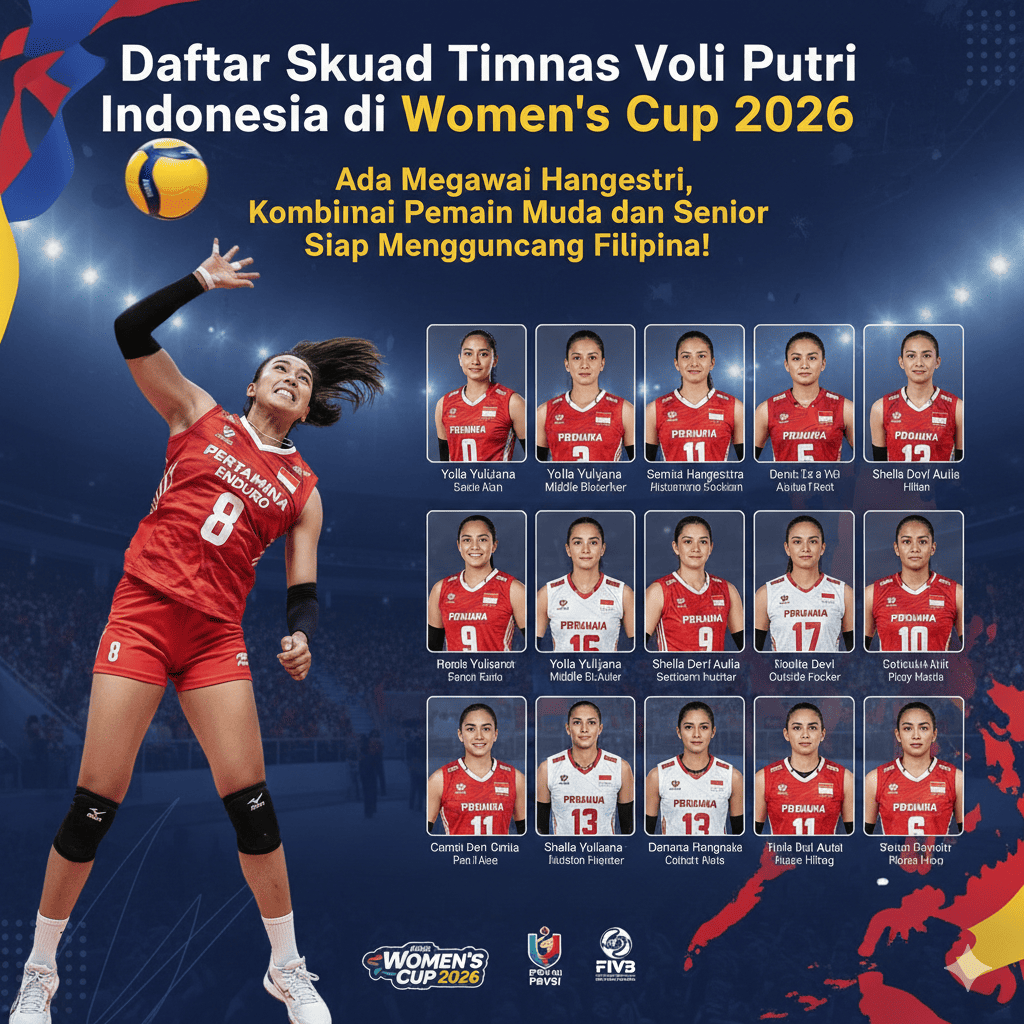 Daftar Skuad Timnas Voli Putri Indonesia di Women&rsquo;s Cup 2026: Ada Megawati Hangestri, Kombinasi Pemain Muda dan Senior Siap Mengguncang Filipina!