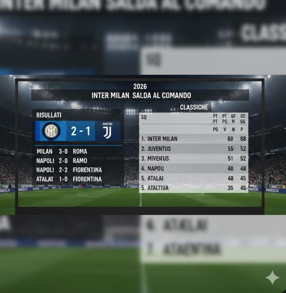 Hasil dan klasemen Liga Italia 2026 pekan 25: Inter Milan kalahkan Juventus dan kokoh di puncak klasemen Serie A.