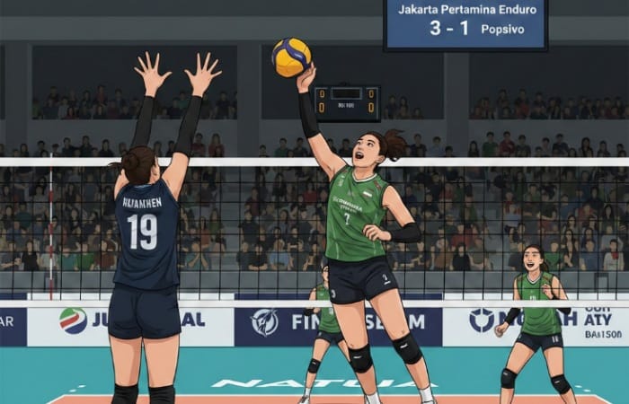 Megawati Hangestri bawa Jakarta Pertamina Enduro kalahkan Popsivo 3-1 dan pastikan tiket final four Proliga 2026.