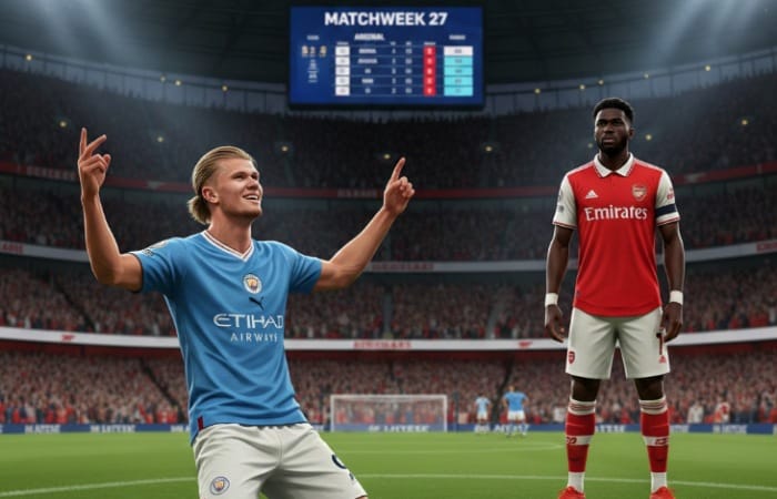 Hasil dan klasemen Liga Inggris 2025-2026 pekan ke-27, Arsenal memimpin, Haaland top skor, big match panas menanti.