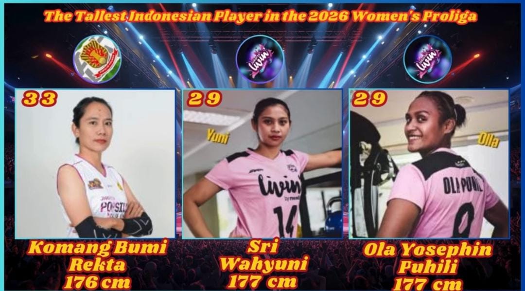 Daftar atlet voli putri tertinggi Proliga 2026, termasuk pemain dengan tinggi 187 cm yang jadi sorotan volimania Indonesia.