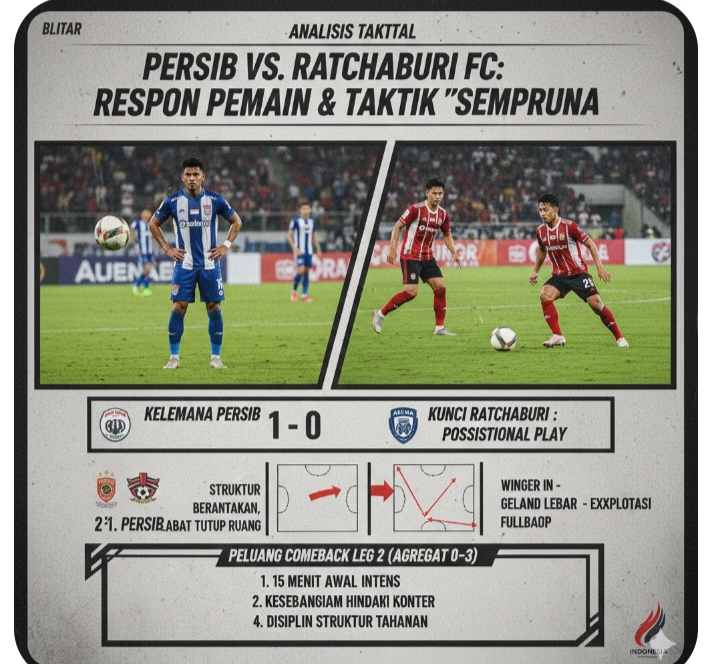 Analisis Taktikal Persib Bandung vs Ratchaburi FC Bikin Heboh, Pemain Lawan Ikut Merespons, Ini Kunci Comeback di Leg Kedua!