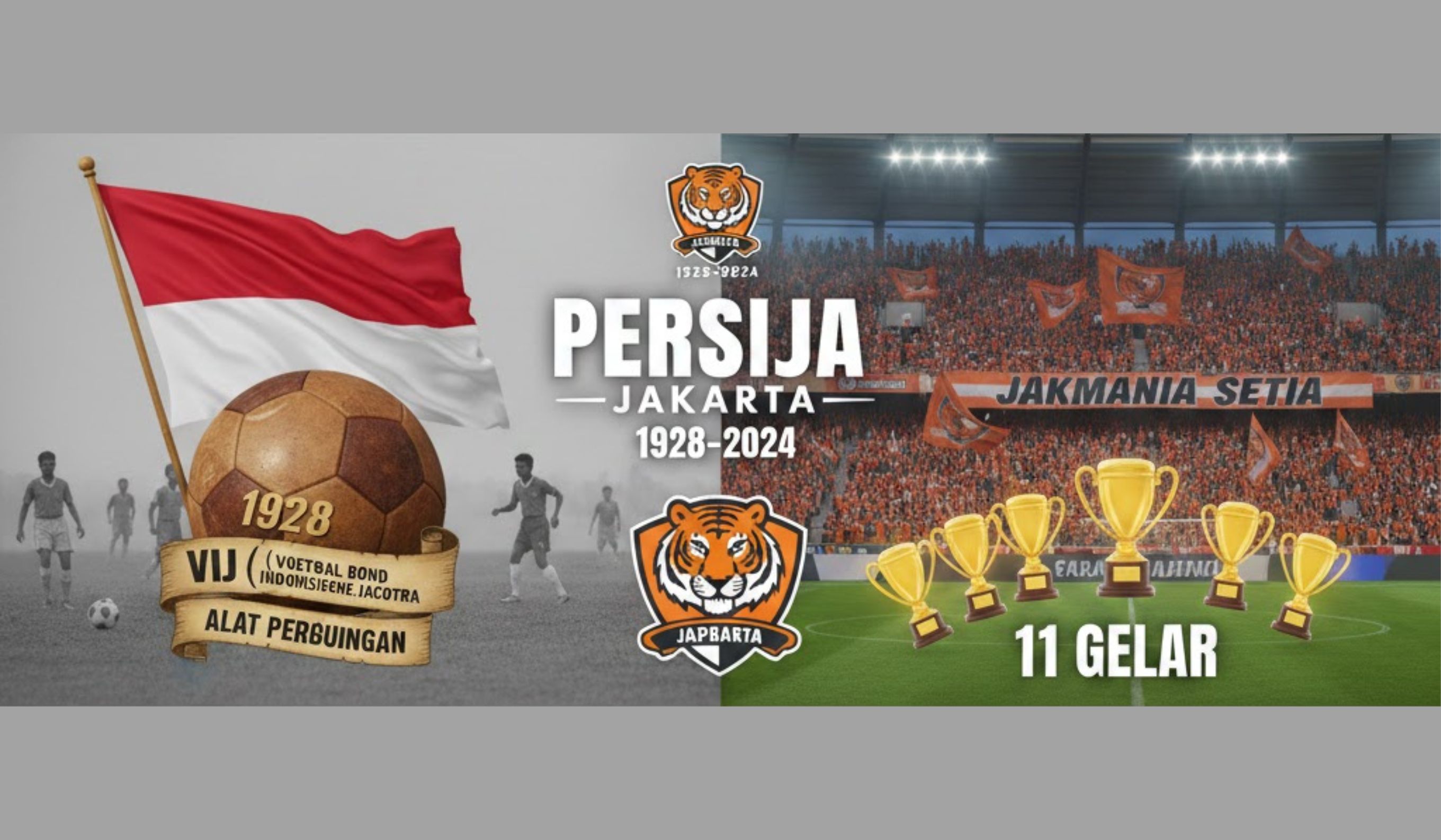 Sejarah Persija Jakarta dari 1928 hingga era modern, 11 gelar juara dan peran besar Jakmania di sepak bola Indonesia.