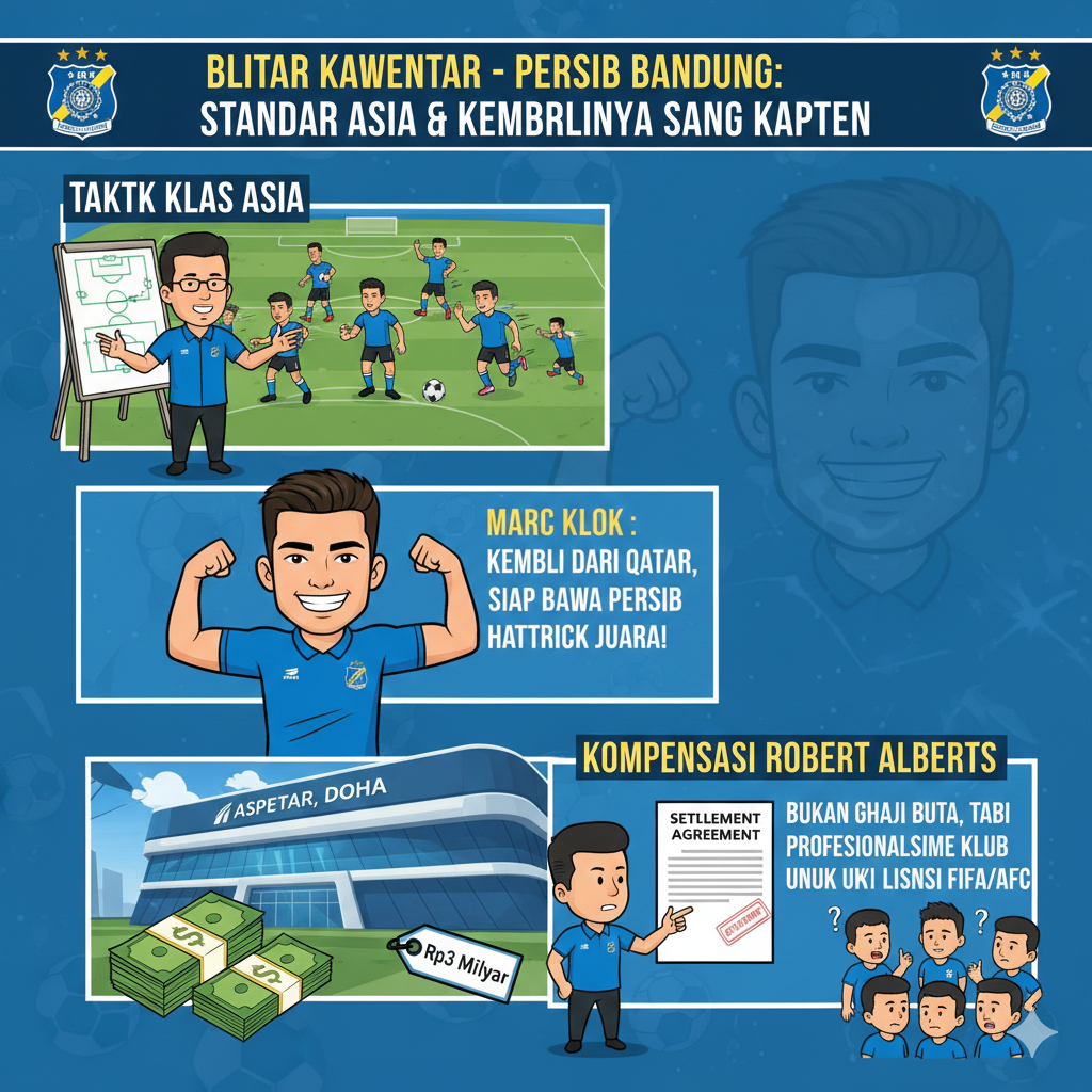 Analisis kemenangan moral Persib di ACL2, kembalinya Marc Klok dari Qatar, hingga penjelasan manajemen soal kompensasi Robert Alberts. Simak selengkapnya!