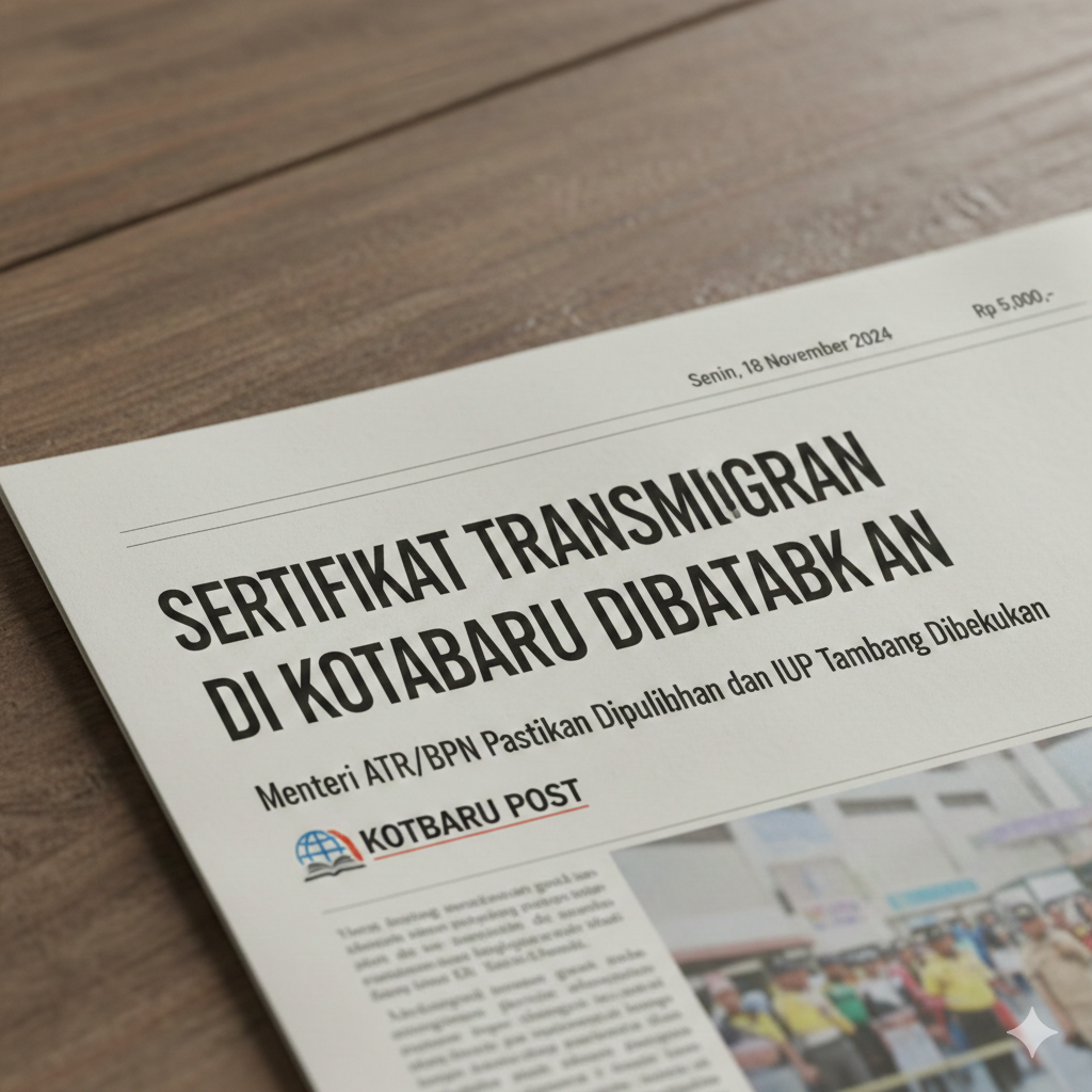 Sertifikat Transmigran di Kotabaru Dibatalkan.