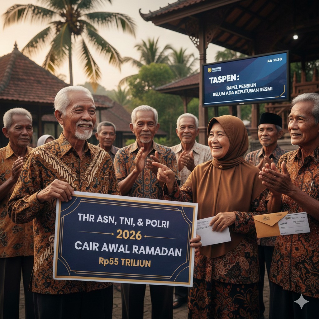 THR ASN, TNI, dan Polri 2026 Cair Awal Ramadan Rp55 Triliun, TASPEN Tegaskan Rapel Pensiun Belum Ada Keputusan Resmi