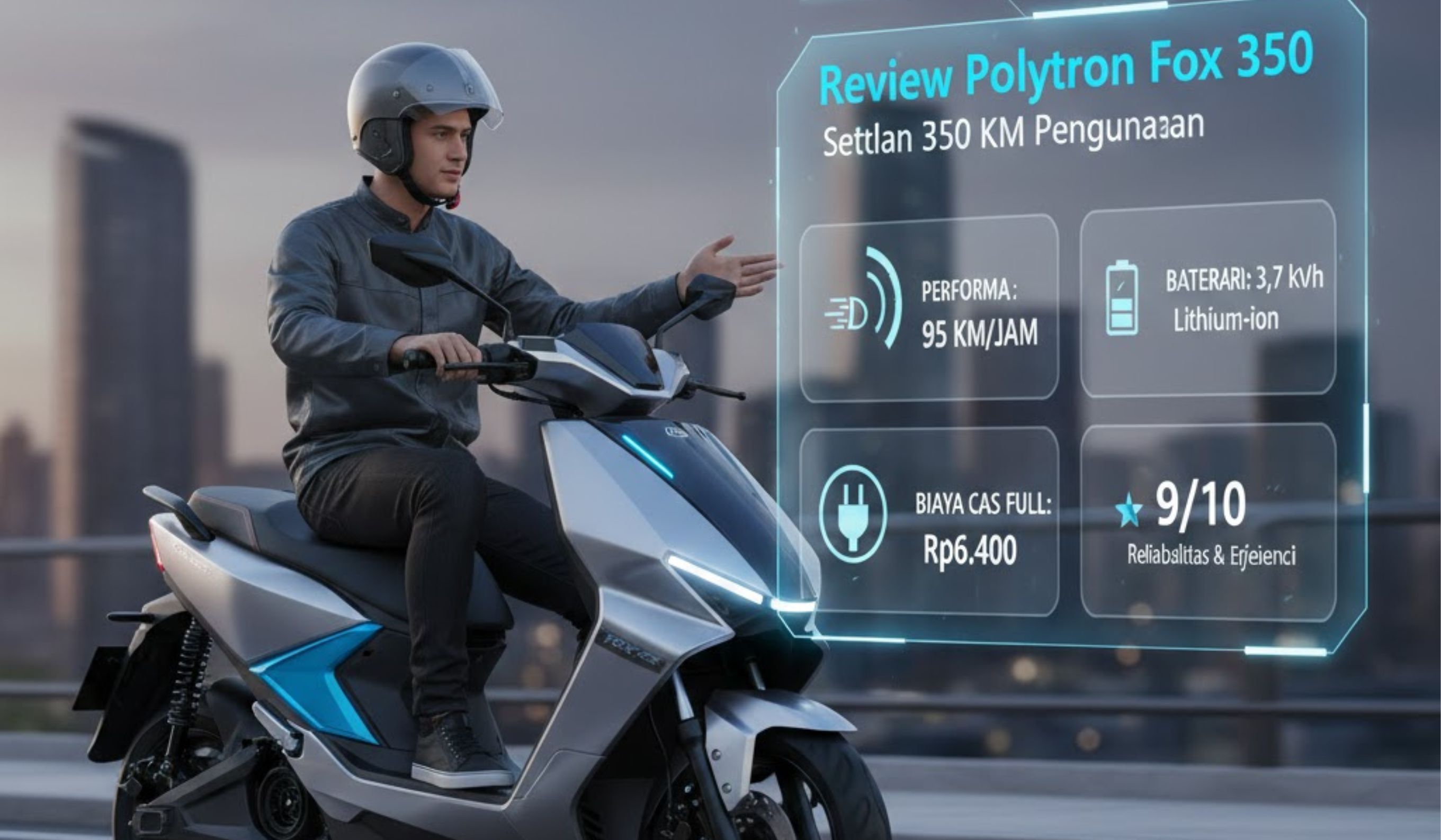 Review Polytron Fox 350 setelah 350 km, bahas performa 95 km/jam, baterai 3,7 kWh, dan biaya cas cuma Rp6.400.