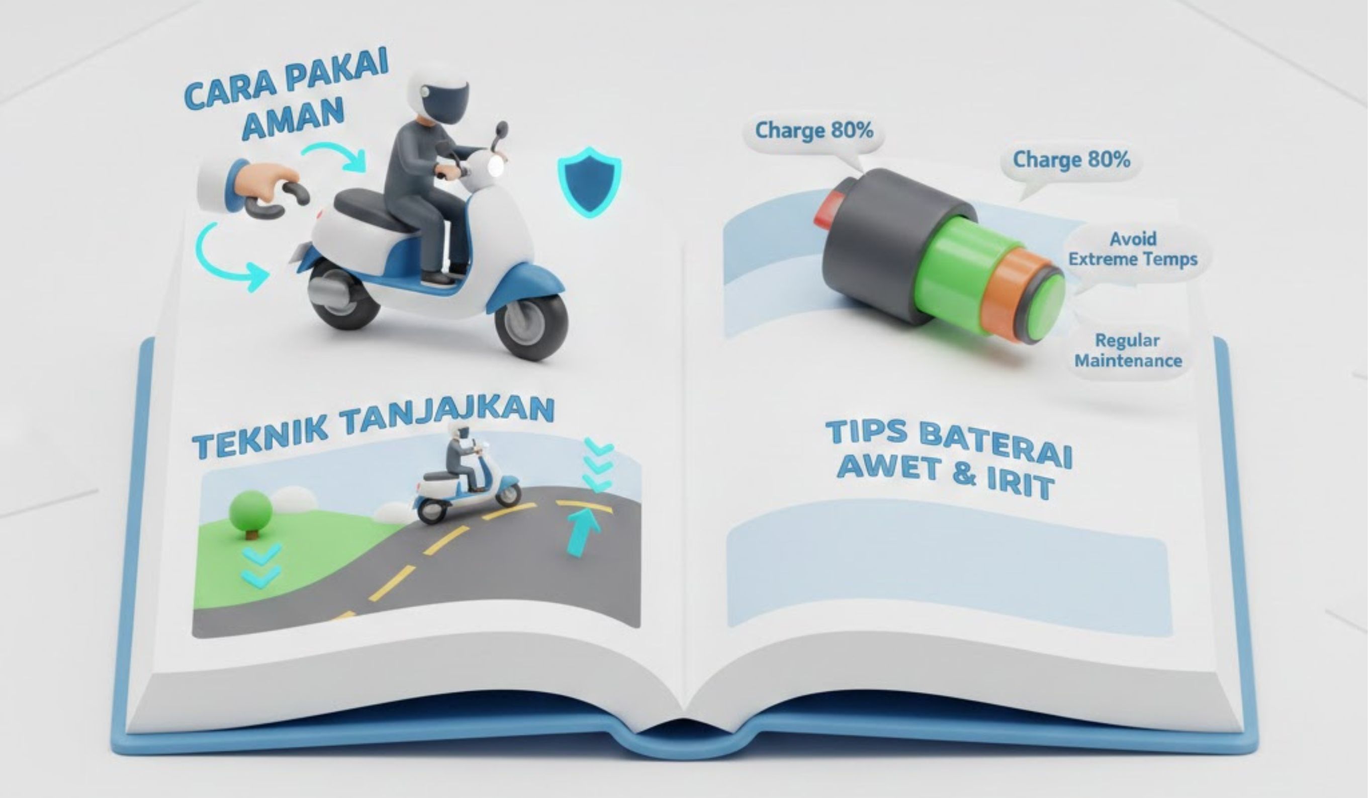 Tutorial motor listrik Gesits lengkap: cara pakai aman, teknik tanjakan, hingga tips baterai awet dan irit.