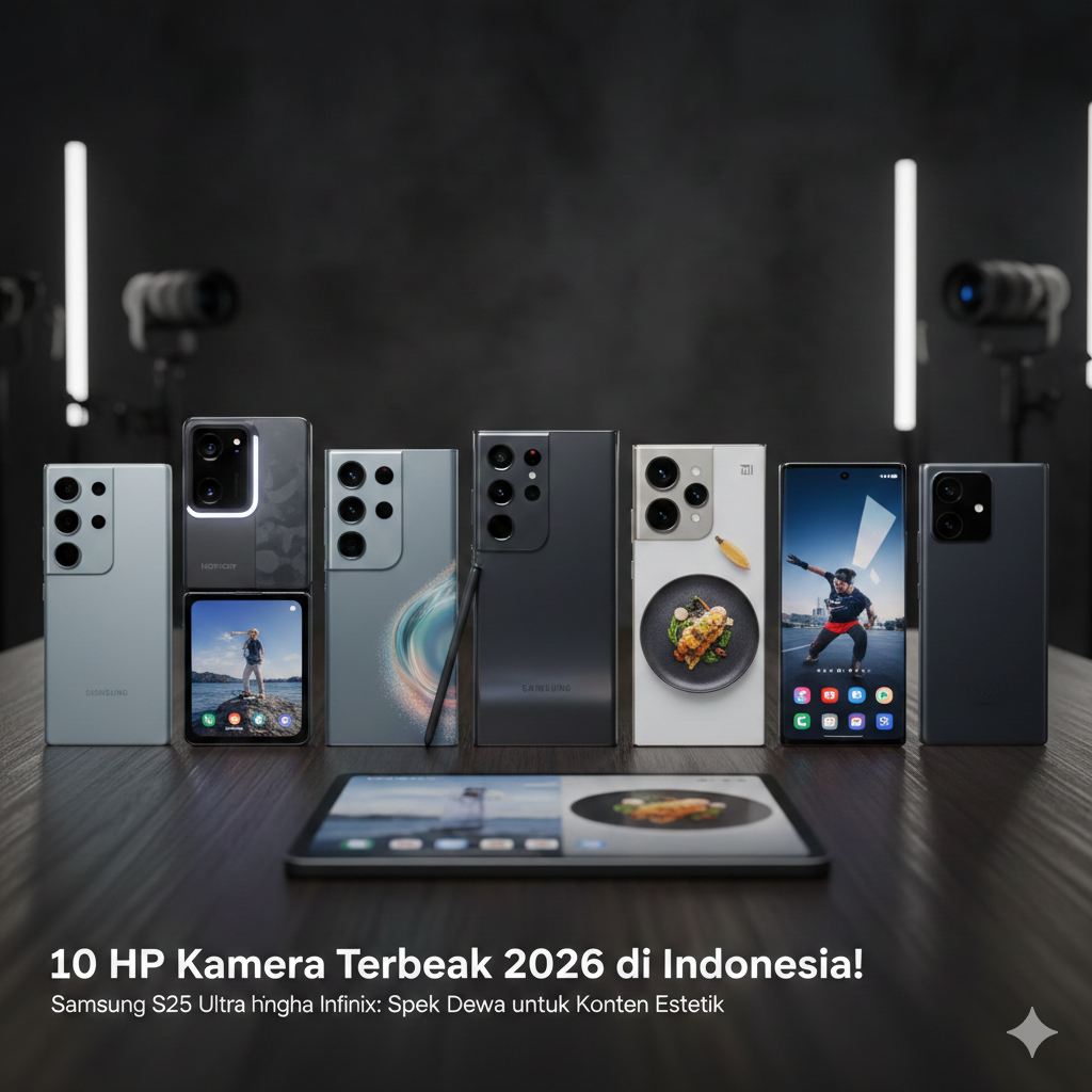 Cek daftar 10 HP kamera terbaik 2026 di Indonesia! Dari Samsung S25 Ultra hingga Infinix, temukan spek dewa untuk konten estetik di sini.