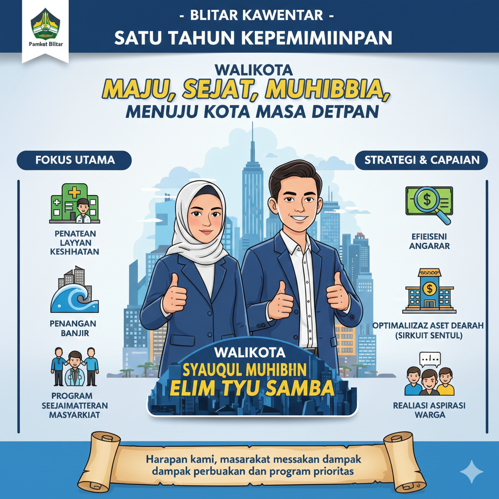 Setahun Mas Ibin-Mbak Elim Pimpin Kota Blitar Fokus Tata Pelayanan dan Gali Potensi Pendapatan