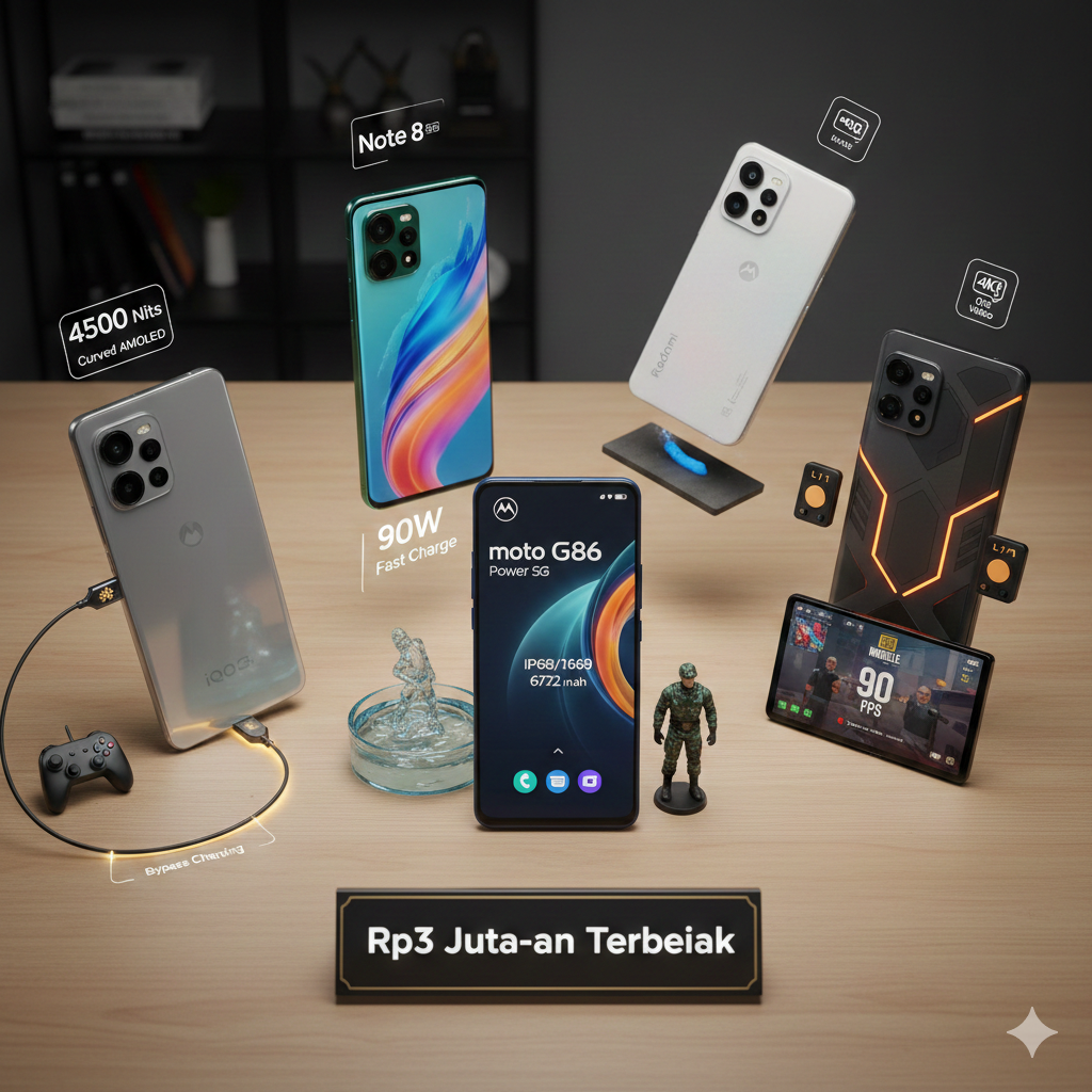 Cek rekomendasi HP 3 jutaan terbaik 2026! Dari iQOO hingga Redmi, temukan HP gaming spek dewa, baterai 6720 mAh, dan kamera OIS 4K di sini.