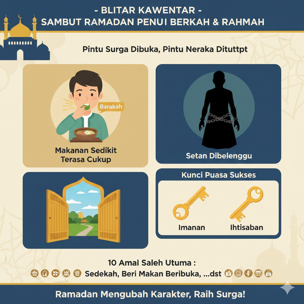 Sambut Ramadan dengan penuh motivasi! Pahami makna puasa sebagai perisai api neraka, momentum pendaftaran surga, dan pentingnya menjaga lisan serta hati.