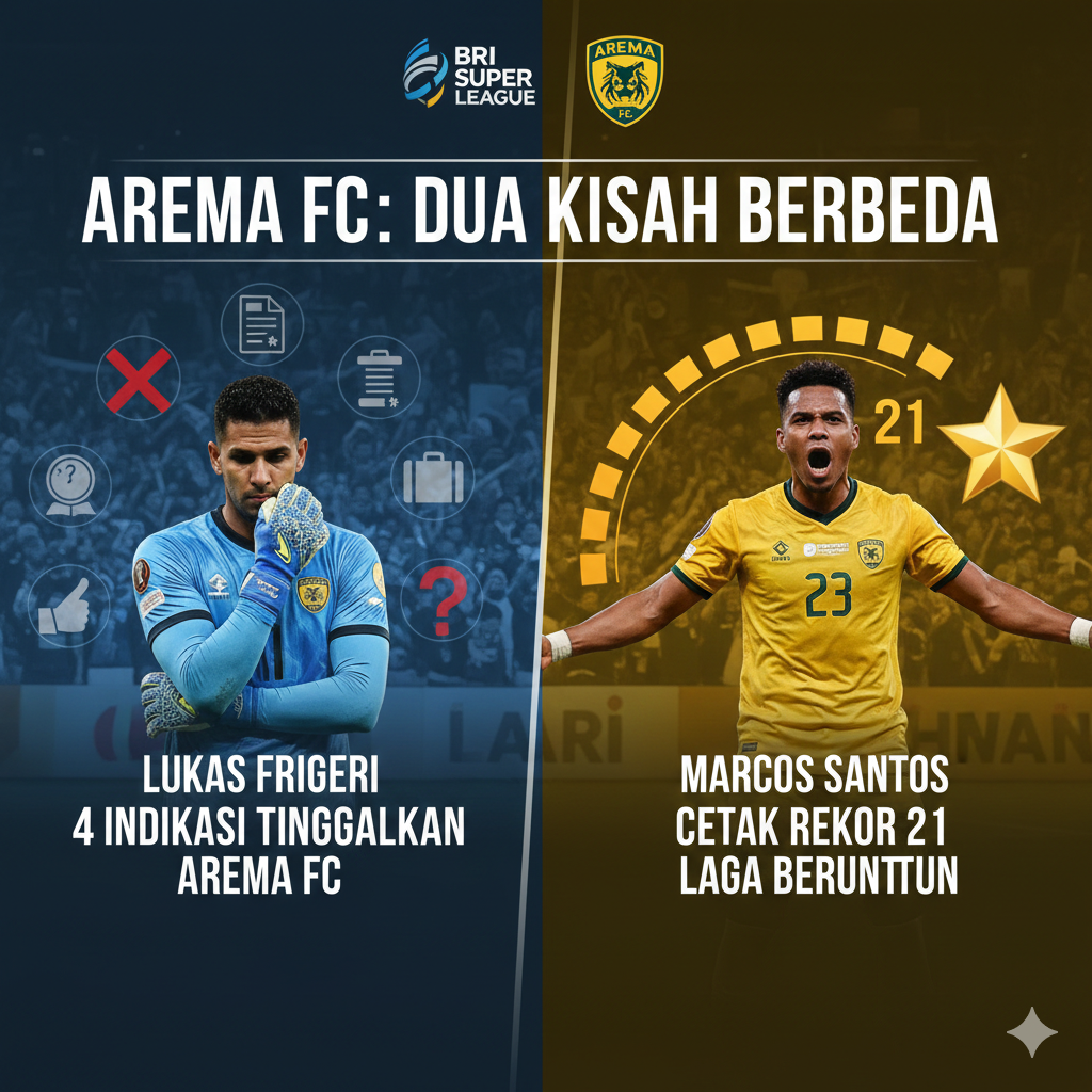 4 Indikasi Lukas Frigeri Tinggalkan Arema FC, Sementara Marcos Santos Cetak Rekor 21 Laga Beruntun