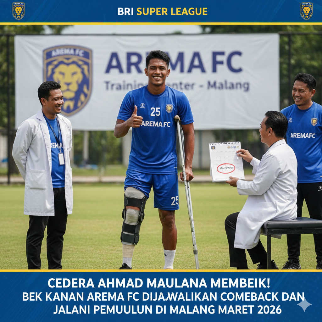 Cedera Ahmad Maulana Membaik, Bek Kanan Arema FC Dijadwalkan Comeback dan Jalani Pemulihan di Malang Maret 2026