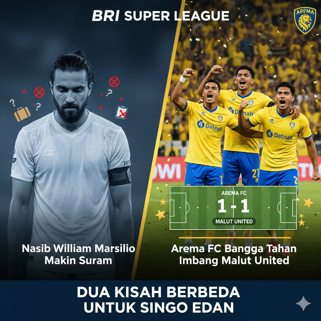 Nasib William Marsilio di Liga Indonesia Makin Suram, Arema FC Justru Bangga Tahan Imbang Malut United