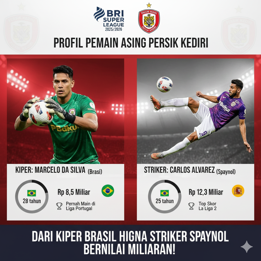 Profil Pemain Asing Persik Kediri di BRI Super League 2025/2026, Dari Kiper Brasil hingga Striker Spanyol Bernilai Miliaran!