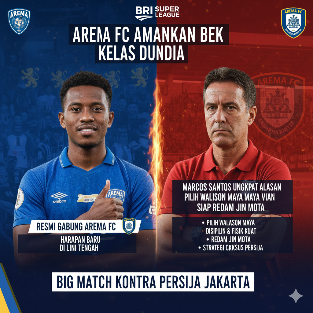 Leo Guntara Resmi Gabung Arema FC, Marcos Santos Ungkap Alasan Pilih Walison Maya dan Siap Redam Jin Mota di Big Match Kontra Persija