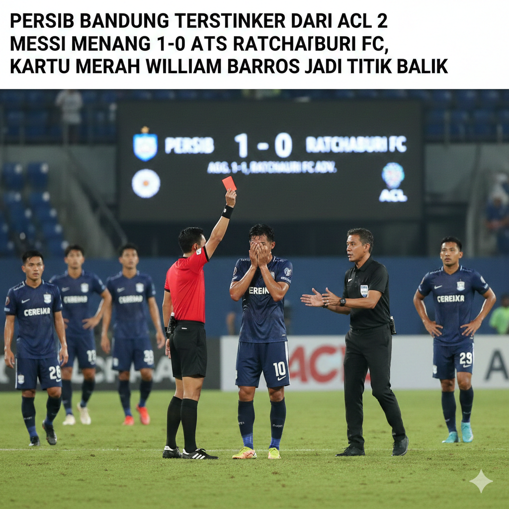 Persib Bandung Tersingkir dari ACL 2 Meski Menang 1-0 atas Ratchaburi FC, Kartu Merah William Barros Jadi Titik Balik