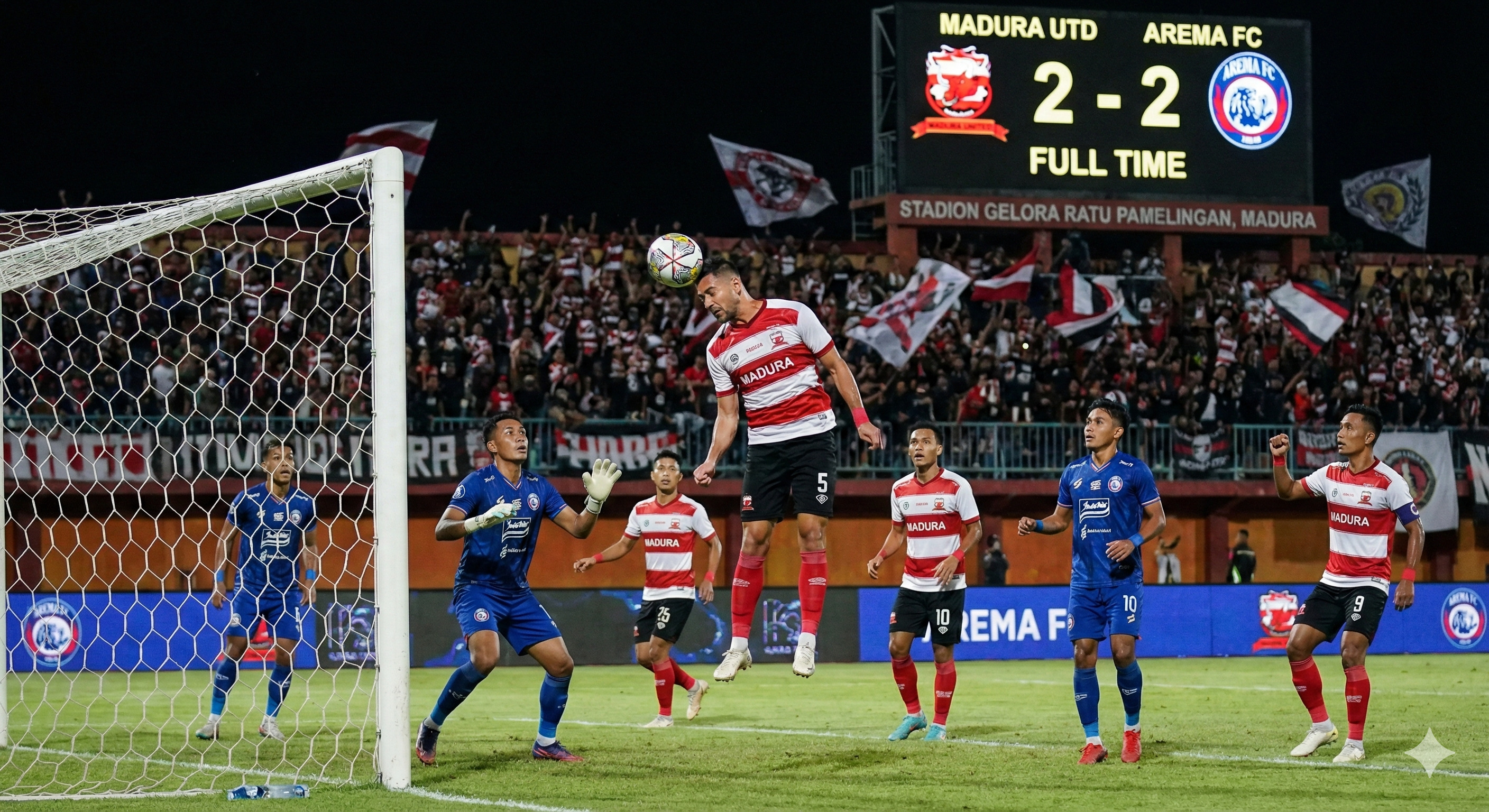 Simak hasil Madura United vs Arema FC dalam Derby Jatim pekan ke-22. Drama 4 gol warnai laga sengit di Ratu Pamelingan, Singo Edan gagal men