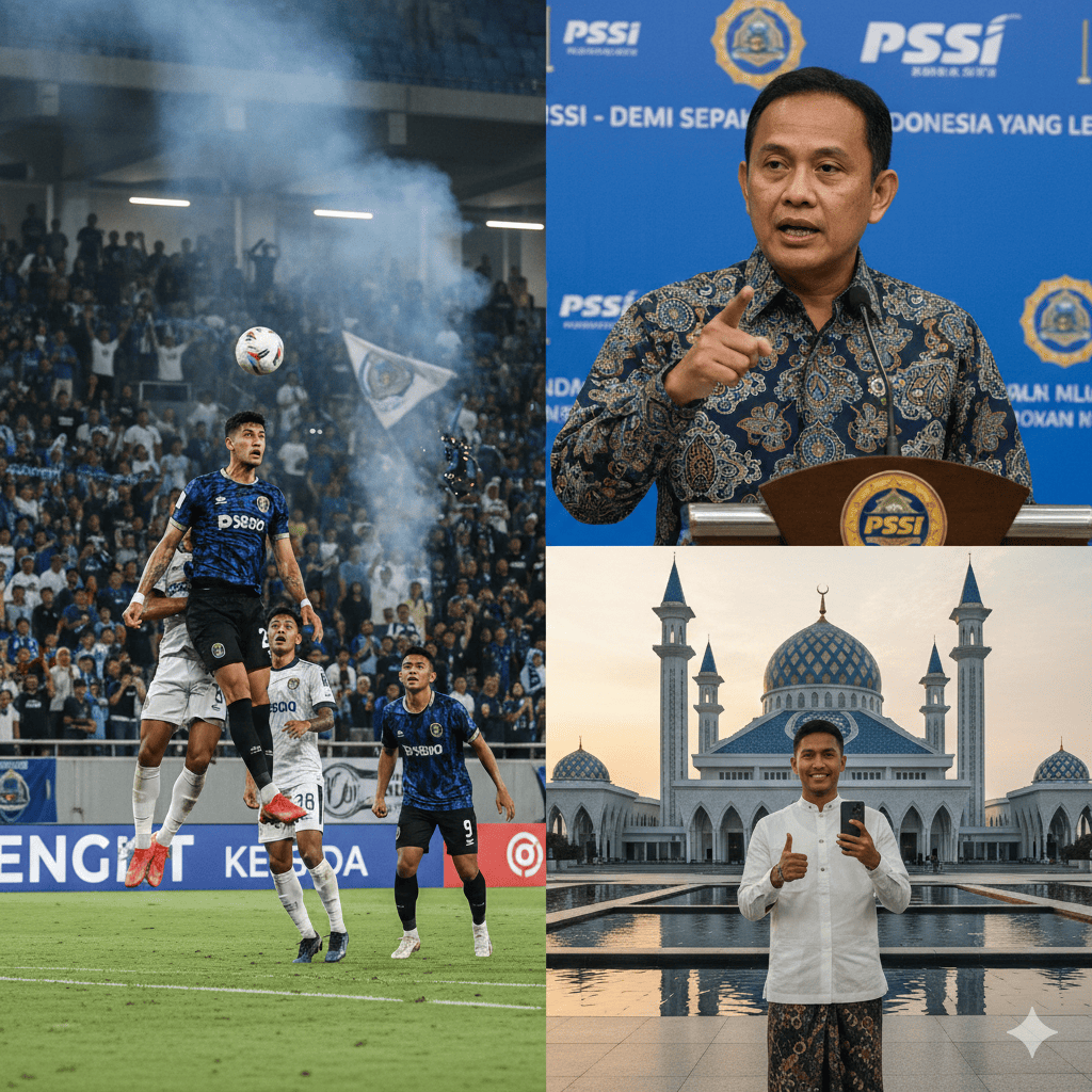 Persib Bandung kokoh di puncak klasemen usai libas Persita. Erik Thohir buka suara soal sanksi AFC dan aksi viral Kurzawa di Masjid Al Jabbar!