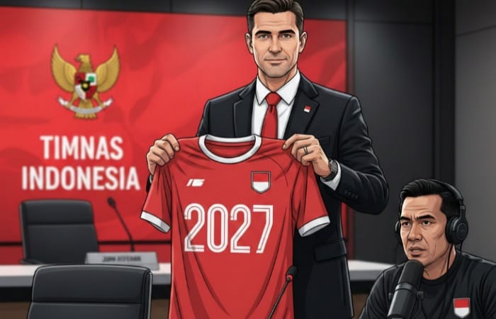 John Hertman resmi jadi pelatih Timnas Indonesia. Ini analisis Coach Justin soal level, gaya main, dan target Piala Asia 2027.